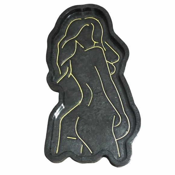 Black & Gold goddess jewelry tray. Handmade - Picture 6 of 7